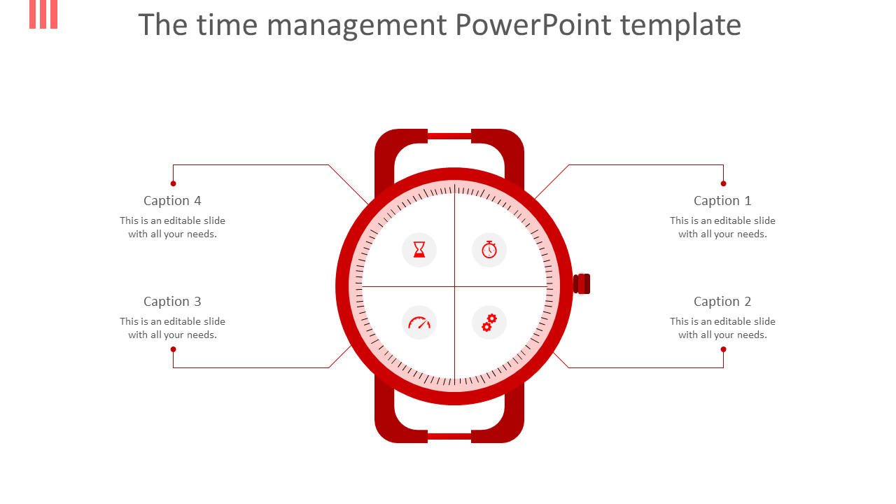 Time management powerpoint template-red